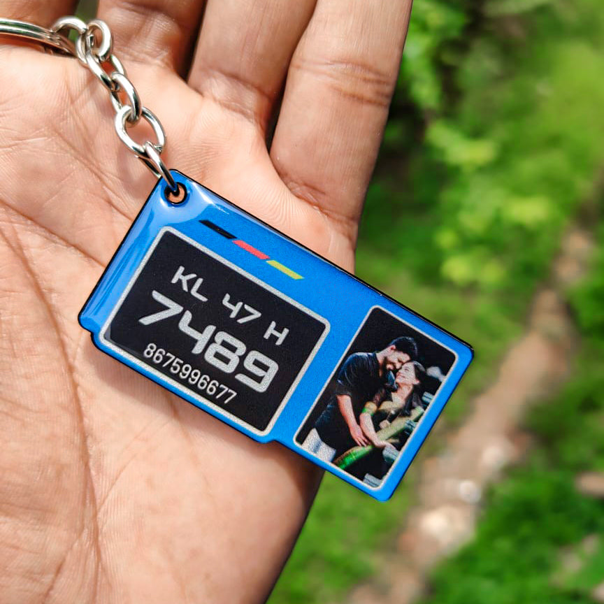 CUSTOM PHOTO STYLISH GEL NUMBER PLATE KEYCHAIN