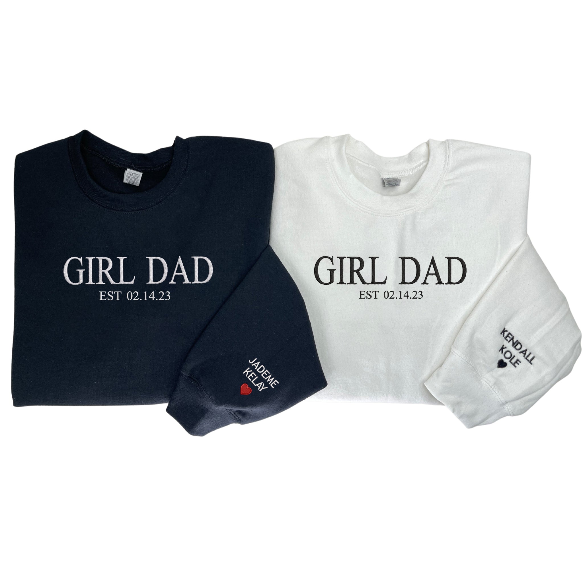 Girl Dad Sweatshirt with Kid Name on Sleeve