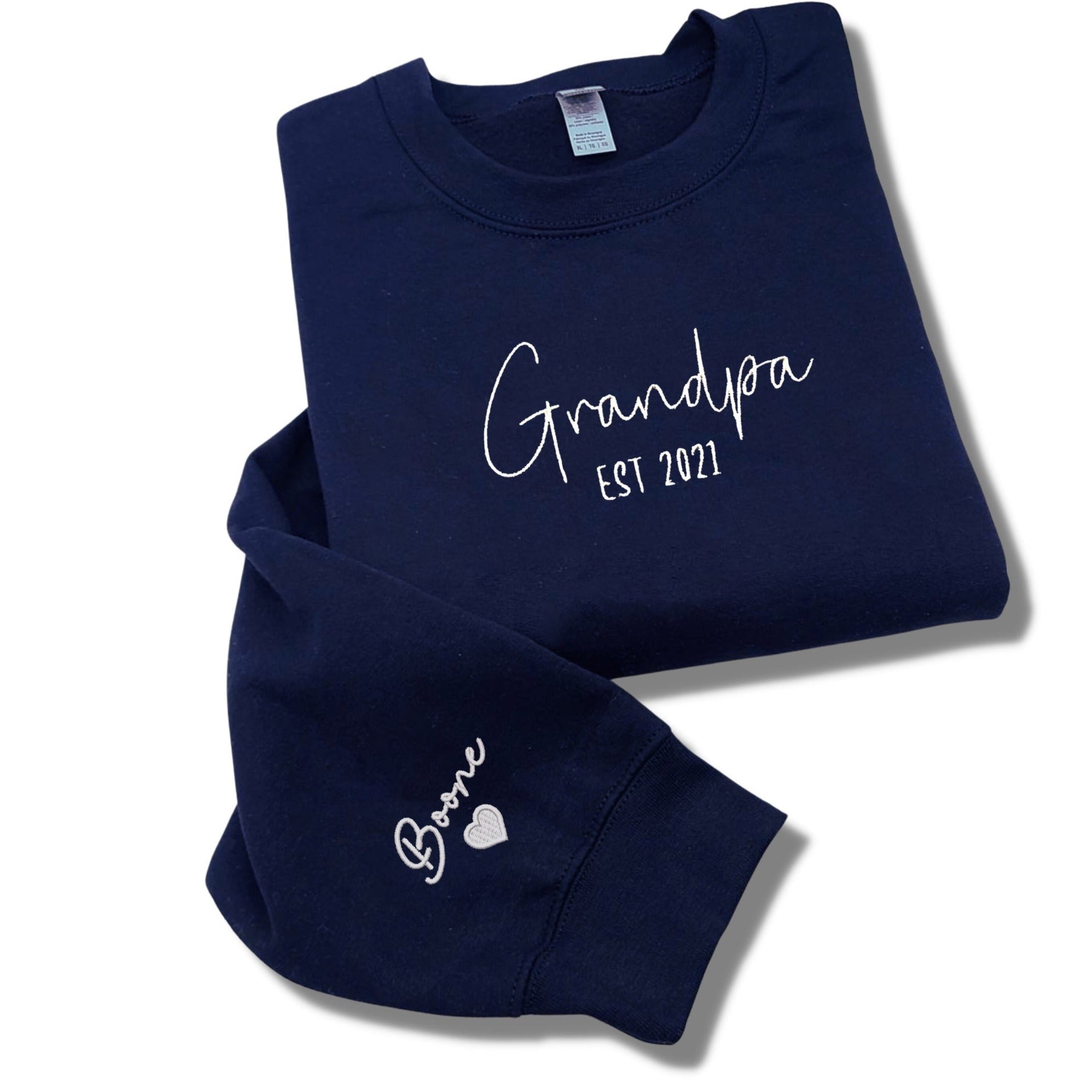 Custom Grandpa EST Crewneck Embroidered with Kid Name