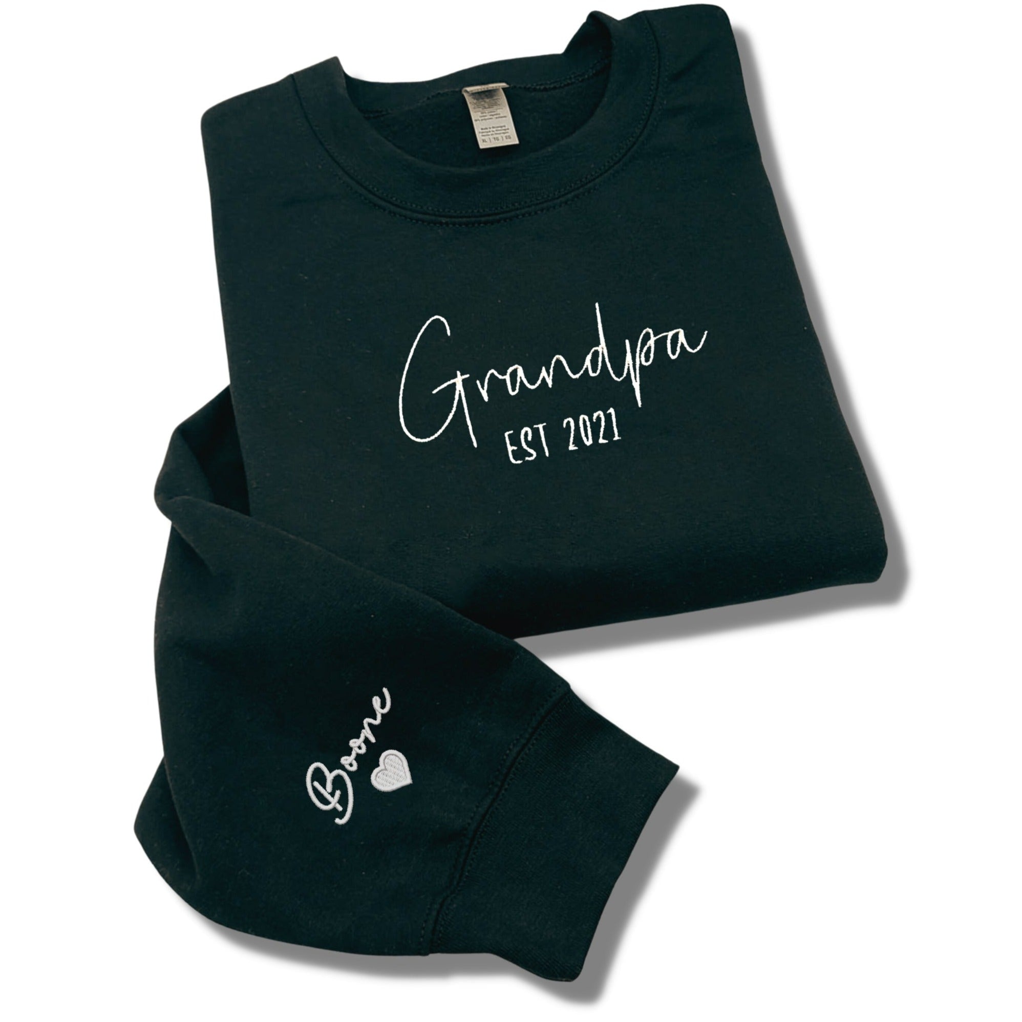 Custom Grandpa EST Crewneck Embroidered with Kid Name