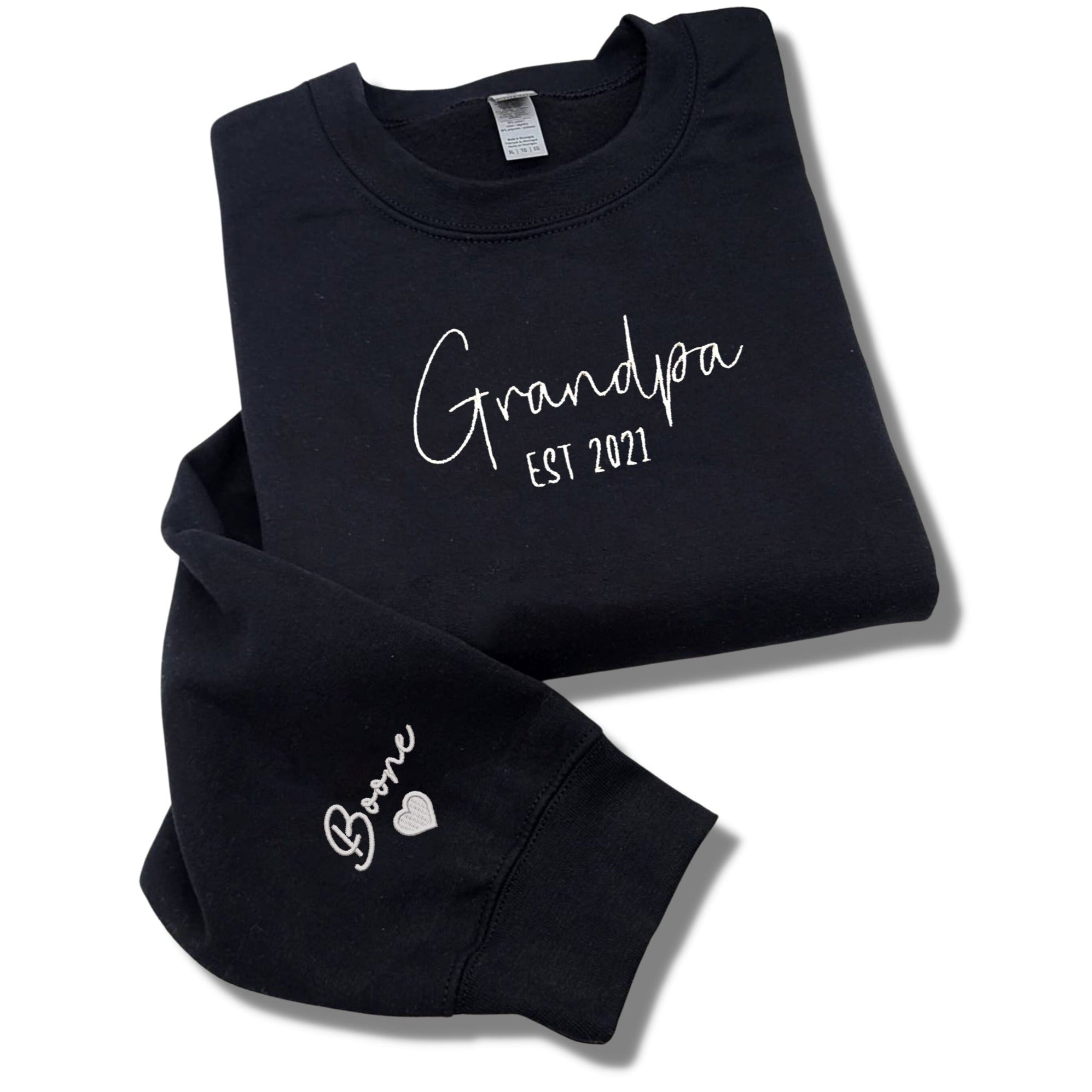 Custom Grandpa EST Crewneck Embroidered with Kid Name