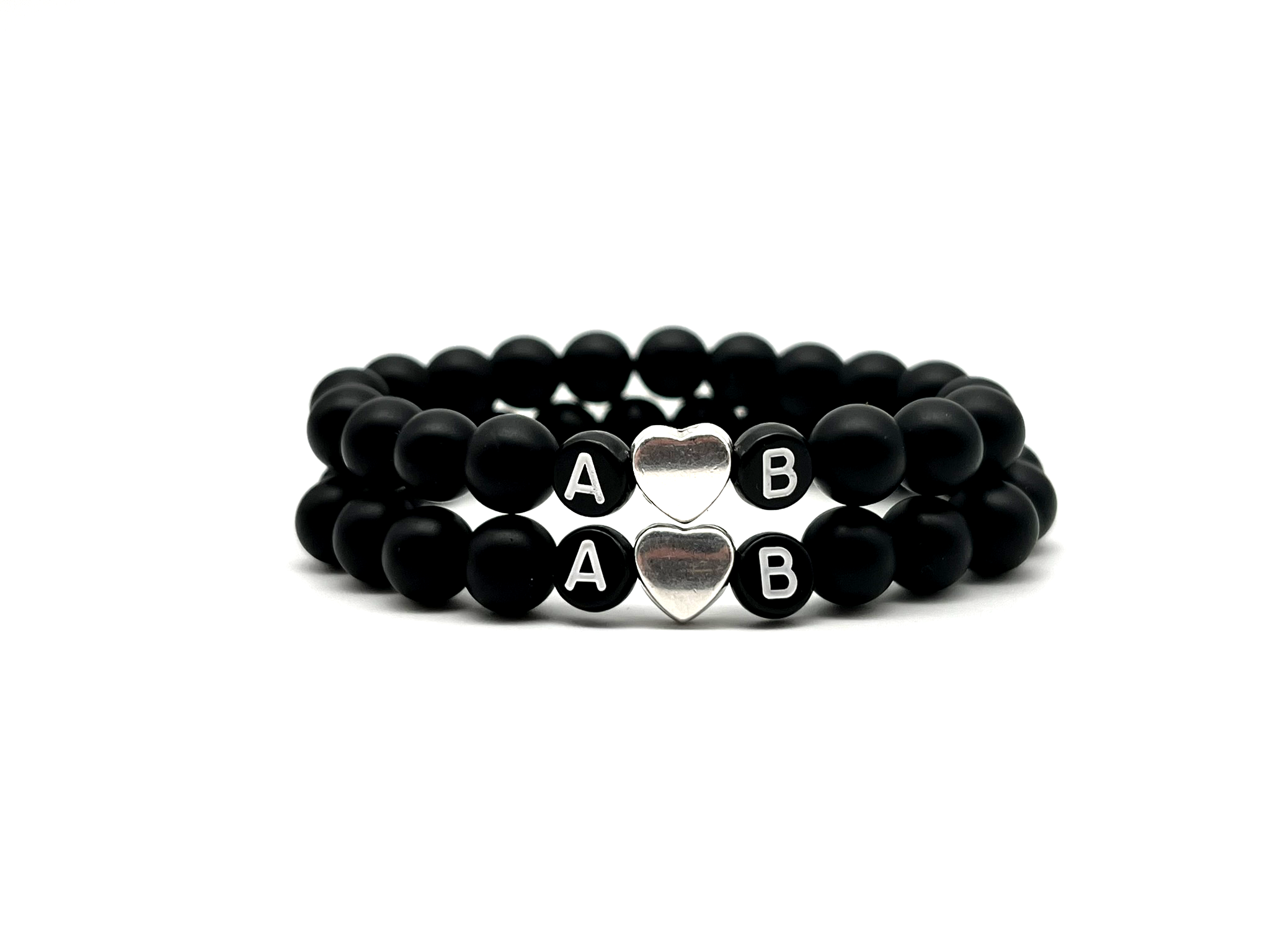 Partner bracelet double pack onyx letter heart