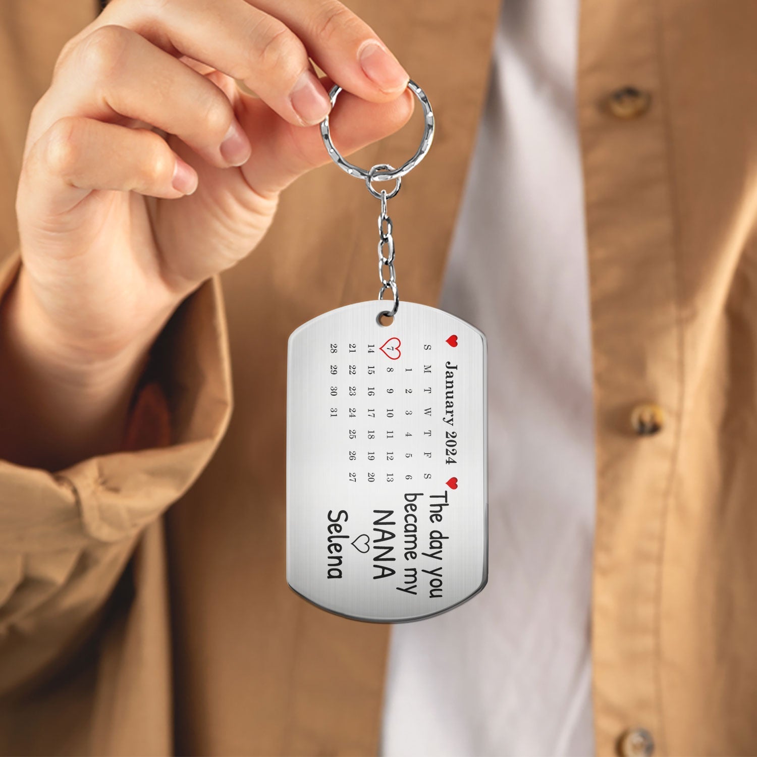 Calendar Custom Photo The Day You Became My Mommy - Gift For Mother, Father - Personalized Aluminum Keychain