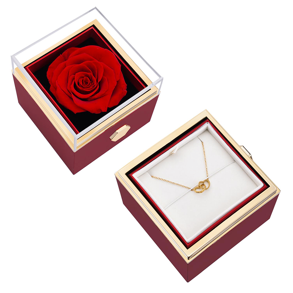 Eternal Rose Box - W/ Engraved Necklace & Real Rose - Valentine's Day