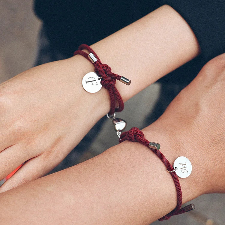 Magnetic Couple Bracelets With Letters