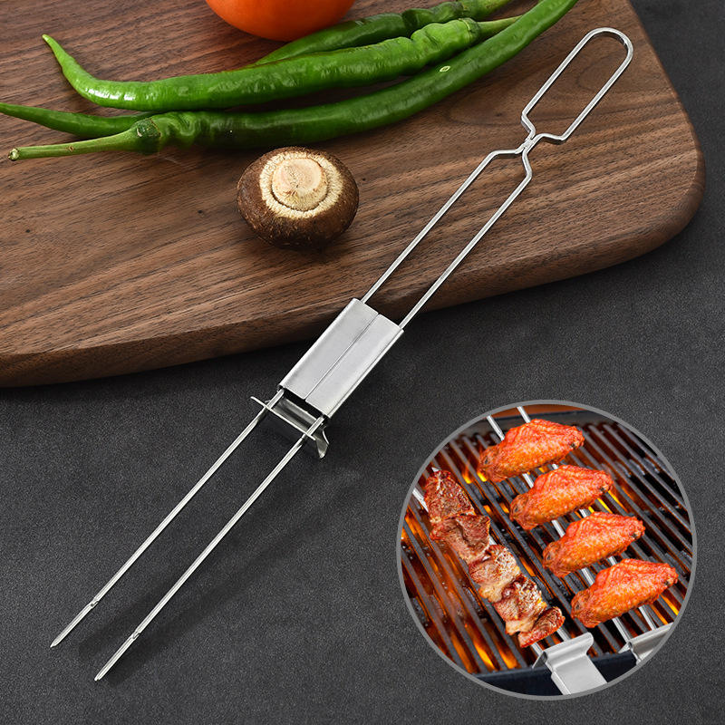 Reusable 13 inch Metal Skewers BBQ Shish Kabob Sticks Stainless Steel Grilling Skewers with Slider