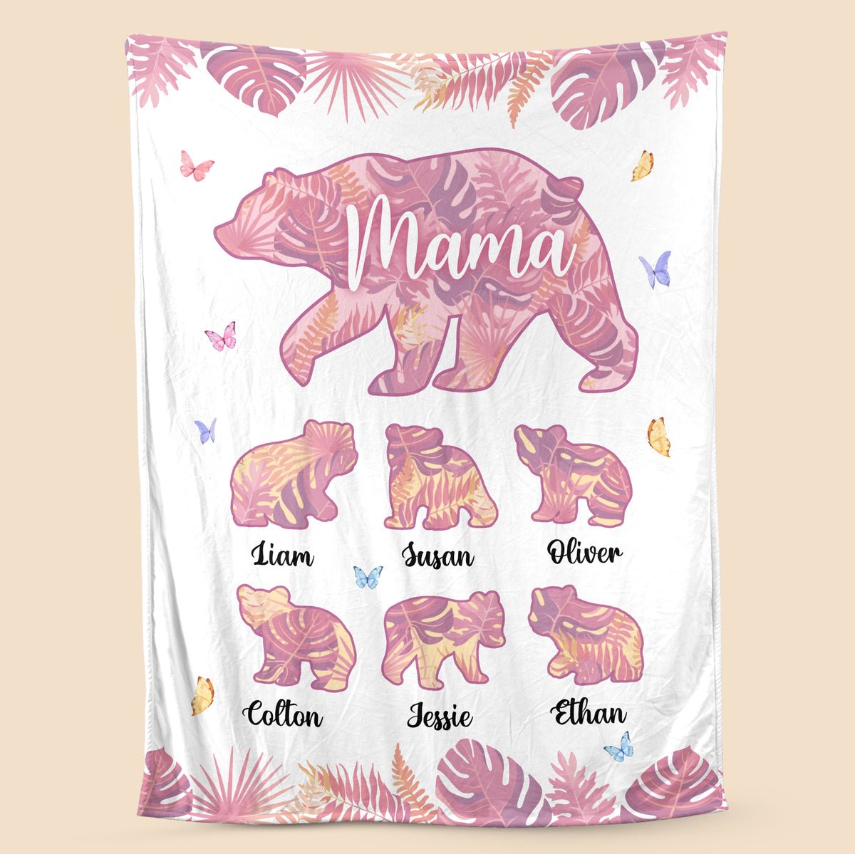 💖For Mom Blanket👩Mama Bear Sunflower - Personalized Blanket - Best Gift For Mother