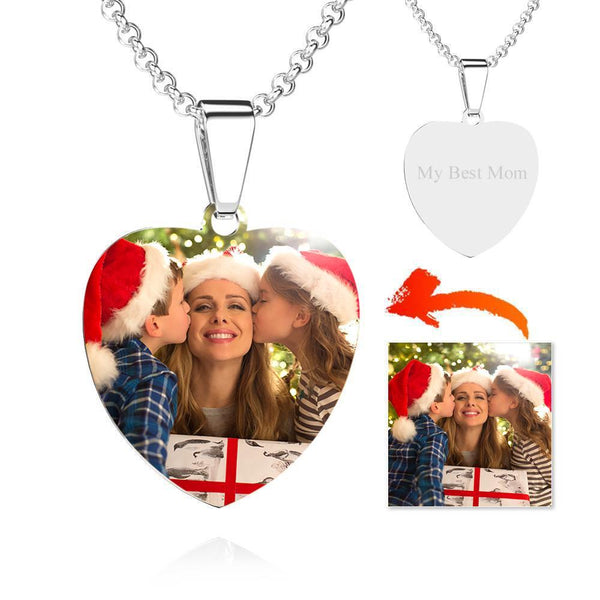 👩‍❤️‍👨Stainless Steel Photo Heart Tag Necklace Engraved Pendant💗