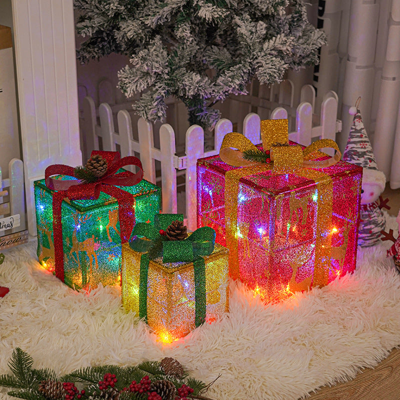 Glowing Christmas gift box with bow outdoor(Free Shipping!)