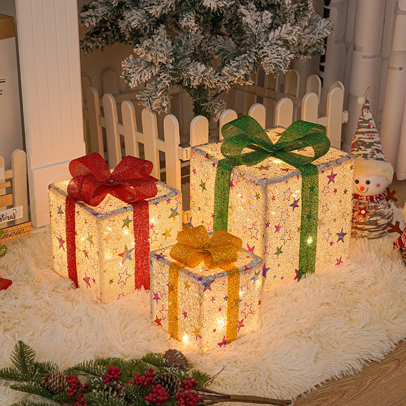 Glowing Christmas gift box with bow outdoor(Free Shipping!)