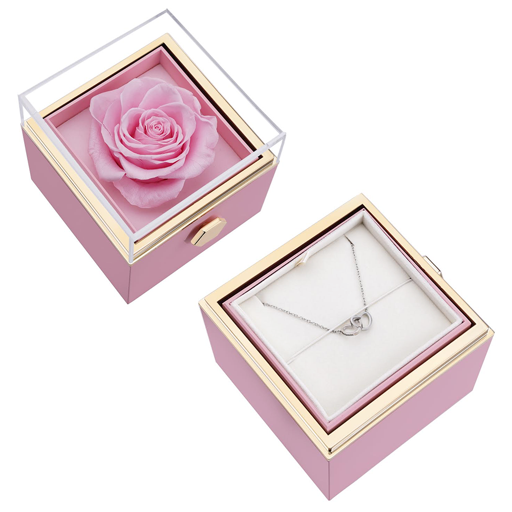 Eternal Rose Box - W/ Engraved Necklace & Real Rose - Valentine's Day