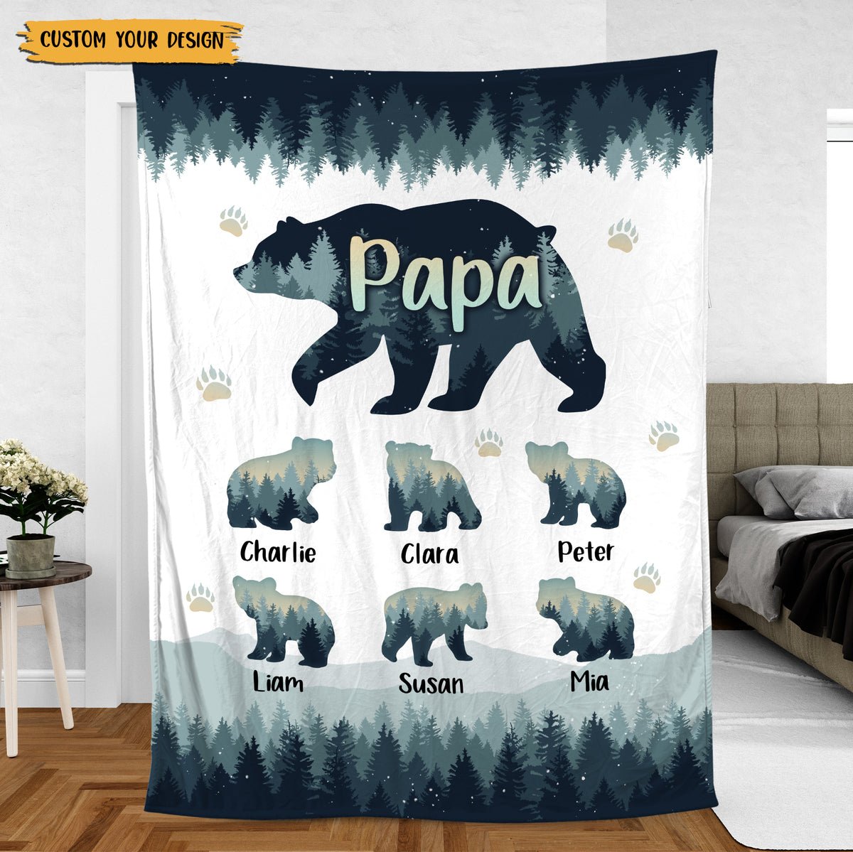 💖For Dad Blanket👨Papa Bear - Personalized Blanket - Best Gift For Father