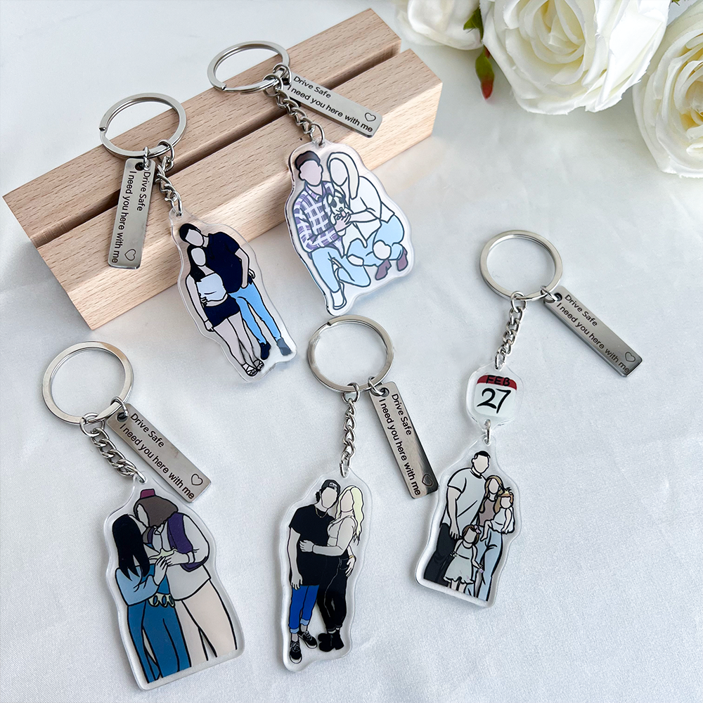 Personalized Portrait Drive Safe Keychain