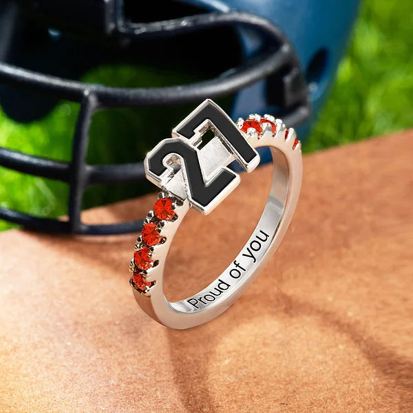 Personalized Sports Number Birthstone Ring