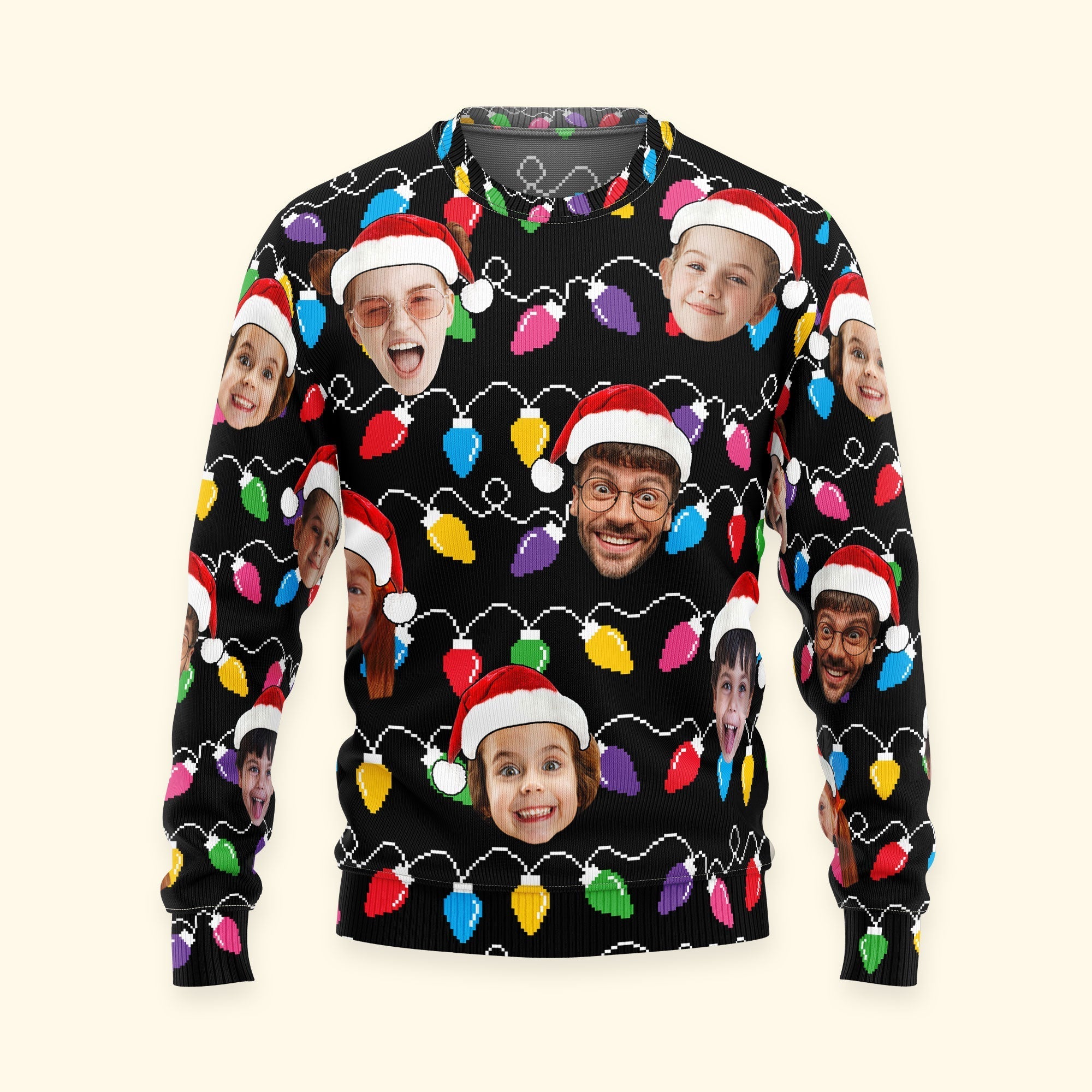 Custom Face Christmas Family Silly Xmas Leds - Personalized Photo Ugly Sweater