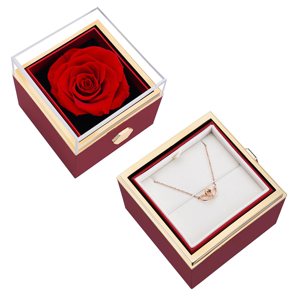 Eternal Rose Box - W/ Engraved Necklace & Real Rose - Valentine's Day