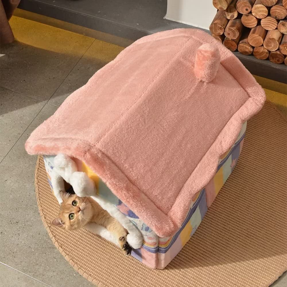 🐶Foldable dog house for dogs and cats, includes a relaxing and soft mat..