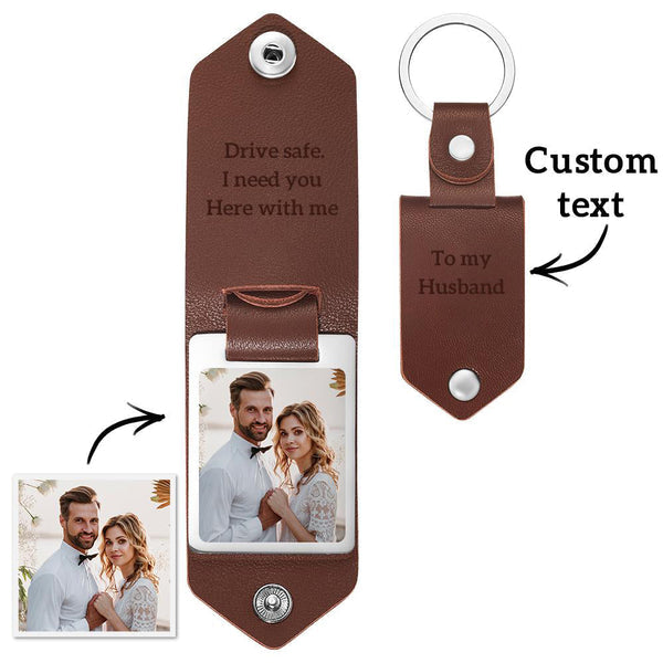 🌟Personalized Leather Photo Keychains Custom Engraved Text Commemorative Keychain Anniversary Wedding Gifts