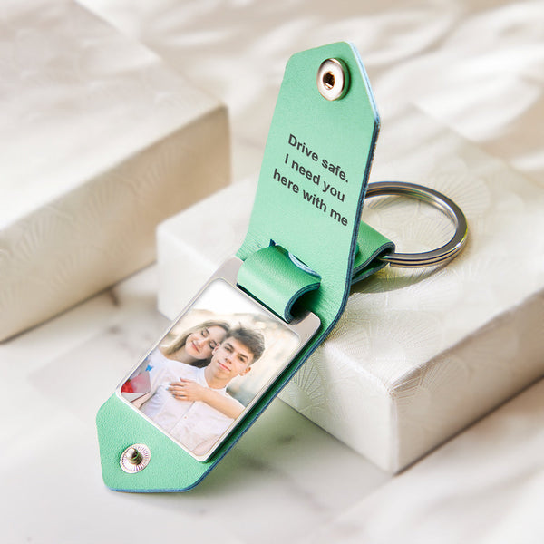 🌟Personalized Leather Photo Keychains Custom Engraved Text Commemorative Keychain Anniversary Wedding Gifts