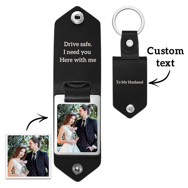 🌟Personalized Leather Photo Keychains Custom Engraved Text Commemorative Keychain Anniversary Wedding Gifts