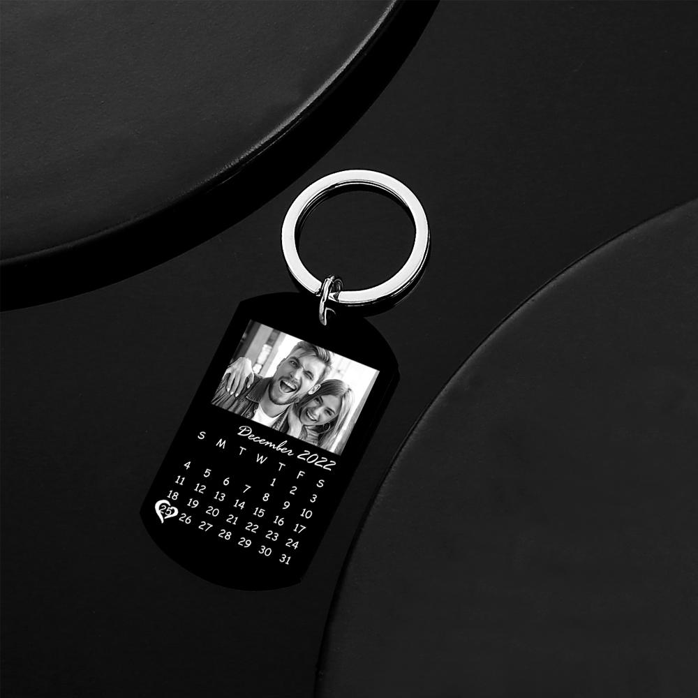 Custom Black Key Chains Filter Photo Calendar Keychain Unique Design Gift For Loved Ones On Anniversary
