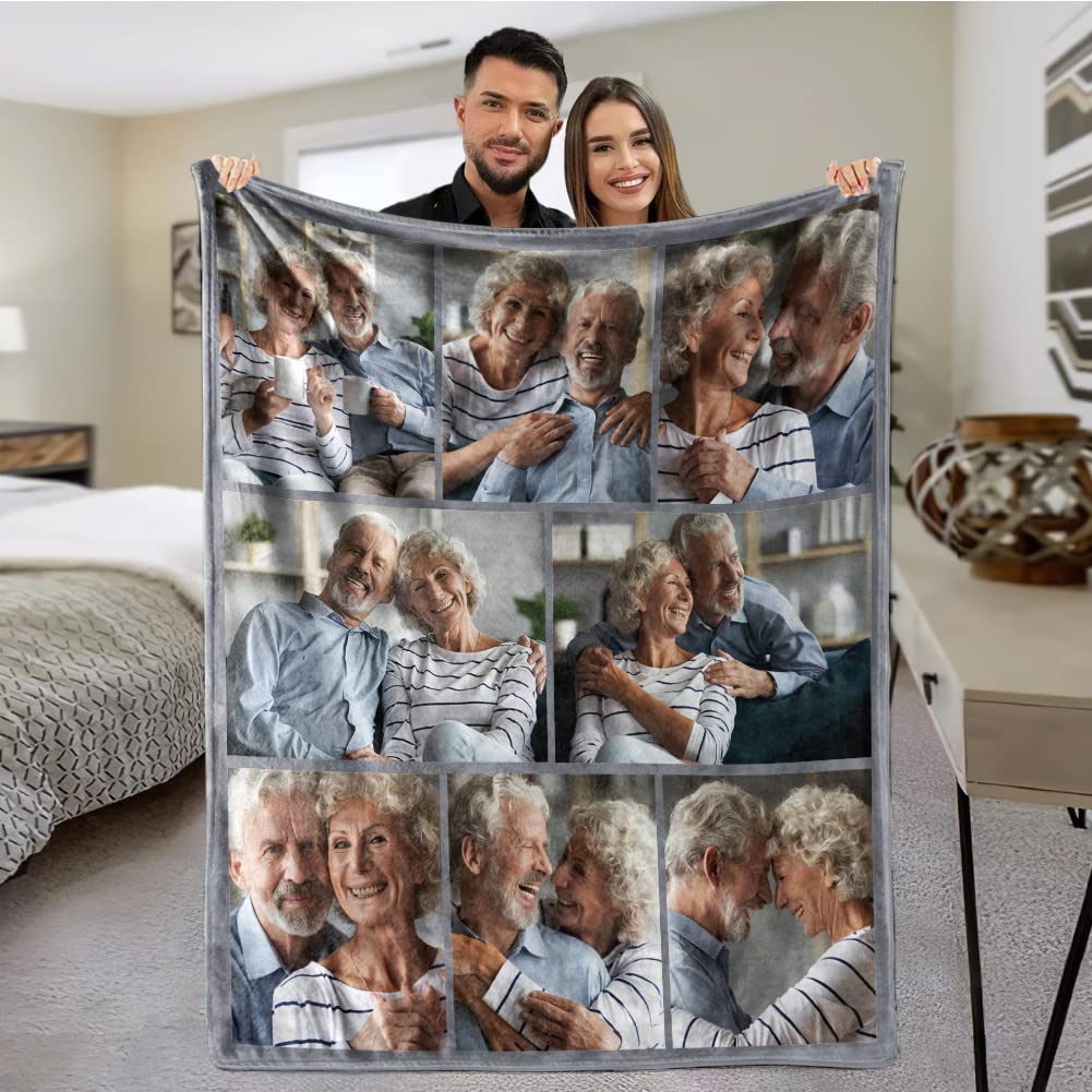 Custom Blanket with Photo， Funny Gifts for Boyfriend,Dad,Mom,Friends,New Year,Birthday