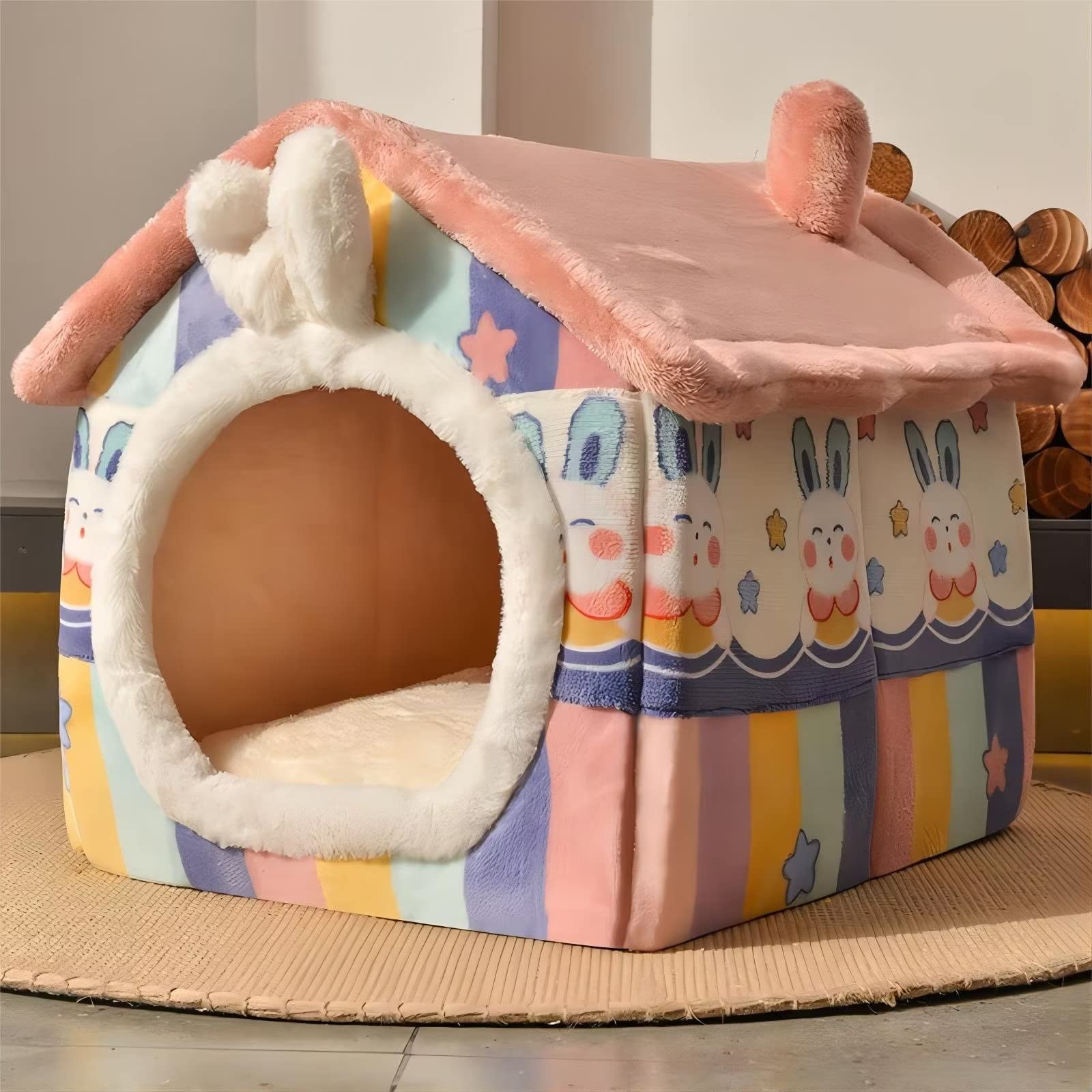 🐶Foldable dog house for dogs and cats, includes a relaxing and soft mat..