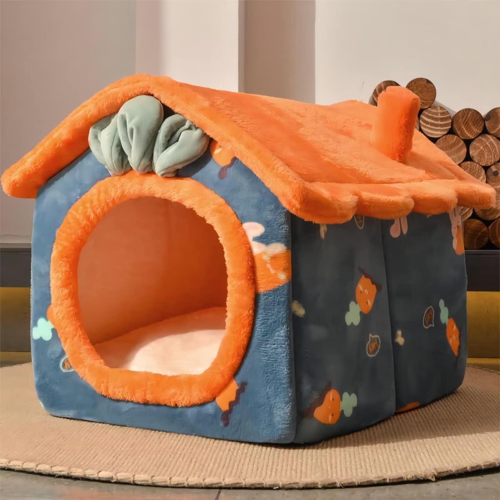 🐶Foldable dog house for dogs and cats, includes a relaxing and soft mat..