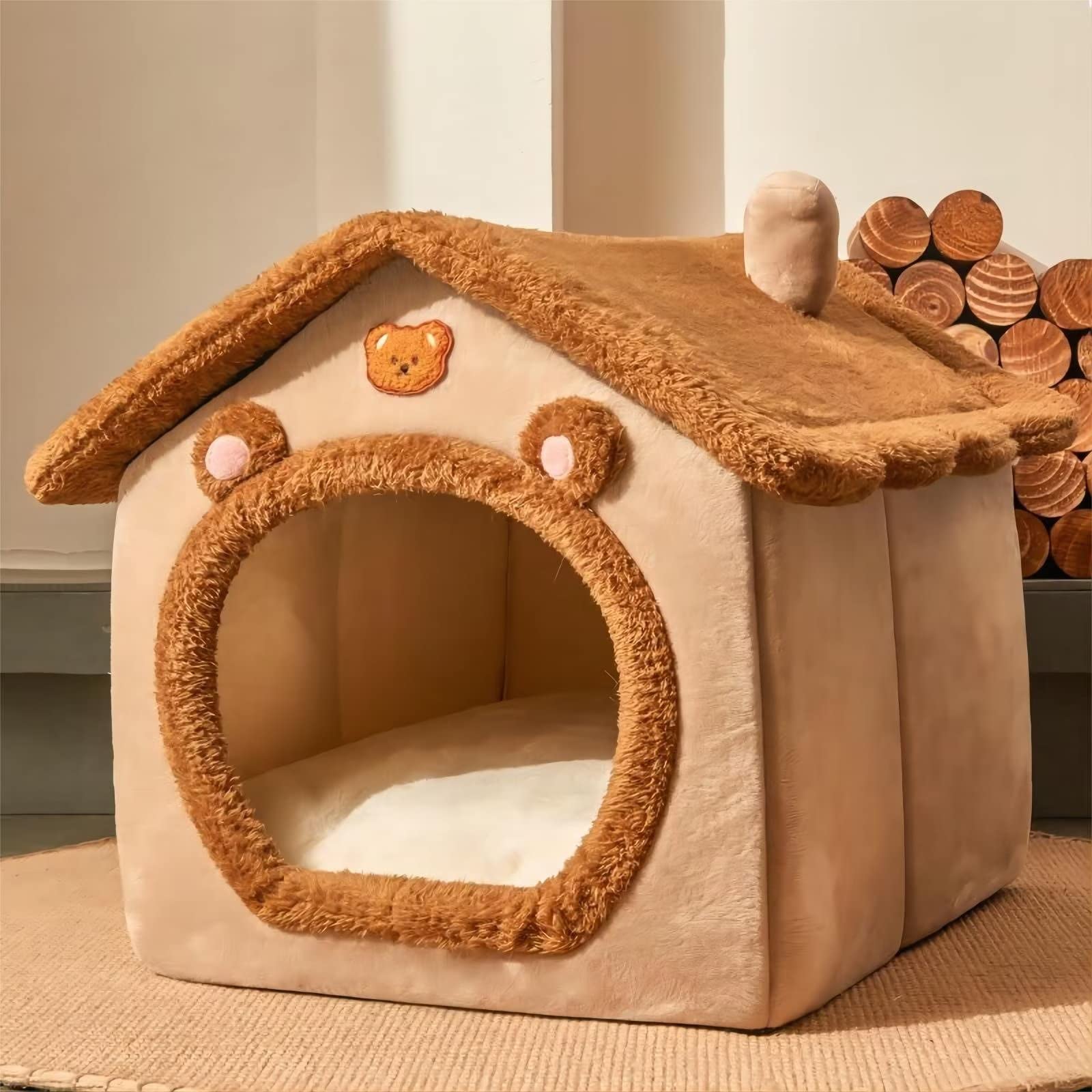 🐶Foldable dog house for dogs and cats, includes a relaxing and soft mat..