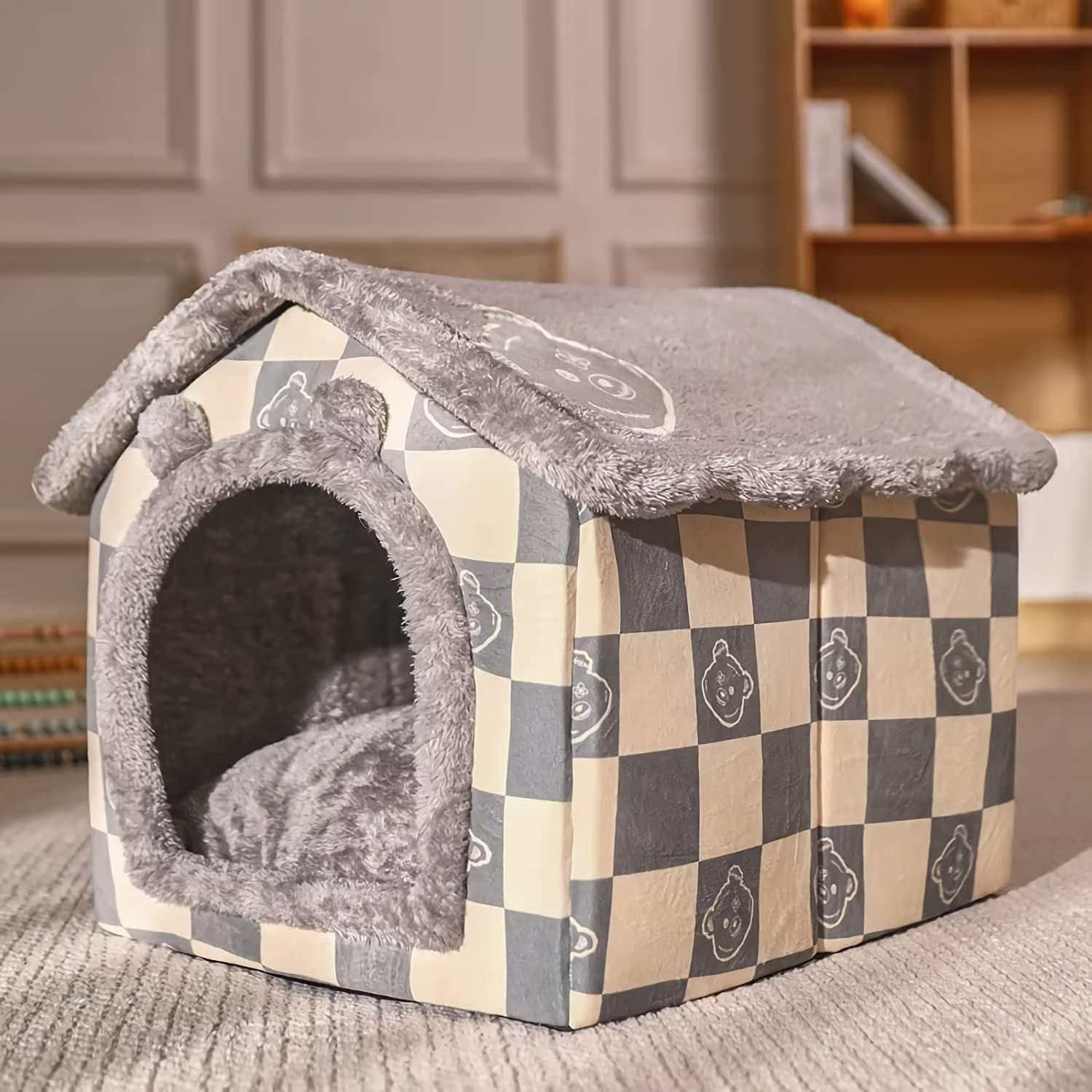 🐶Foldable dog house for dogs and cats, includes a relaxing and soft mat..