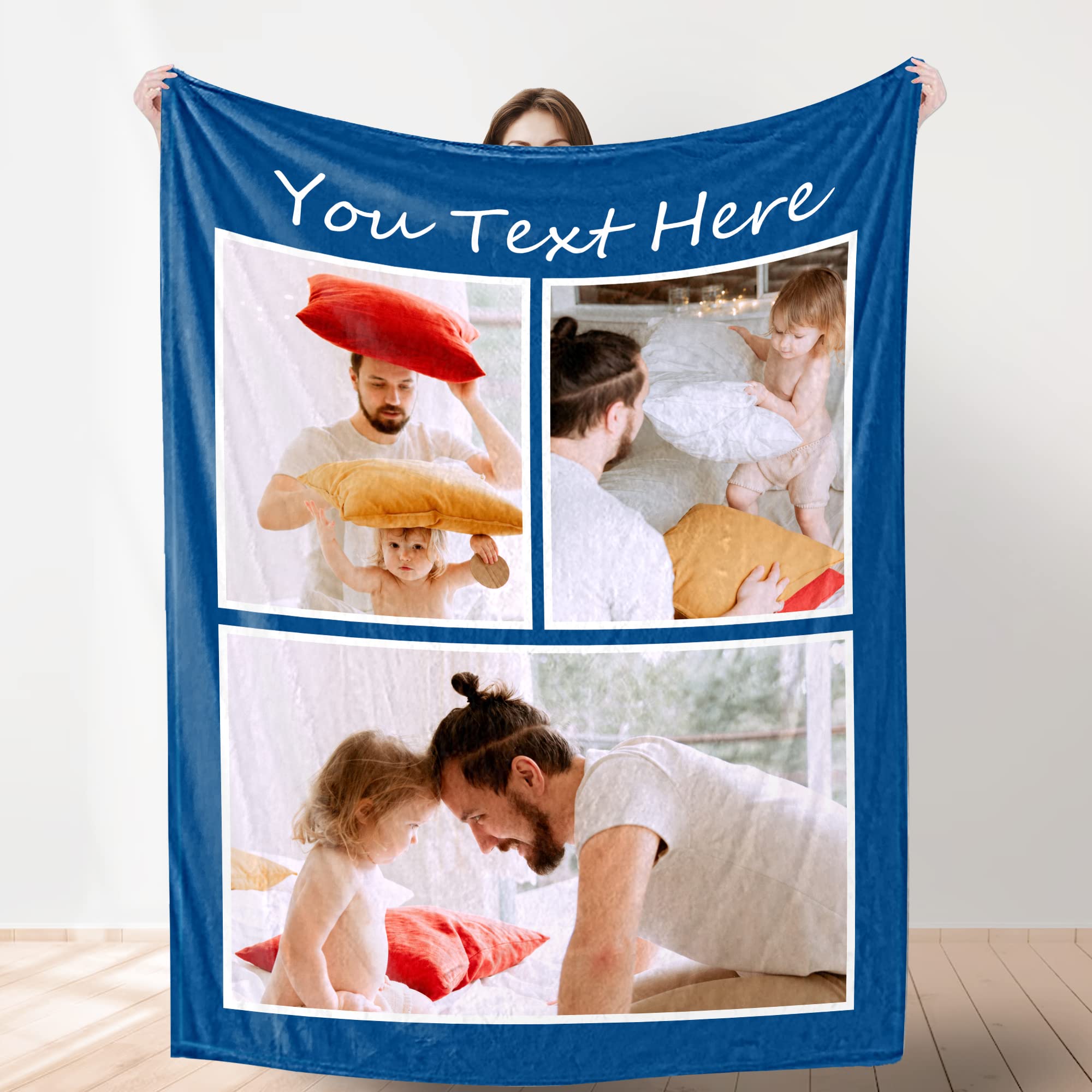 Custom Blanket with Photo， Funny Gifts for Boyfriend,Dad,Mom,Friends,New Year,Birthday