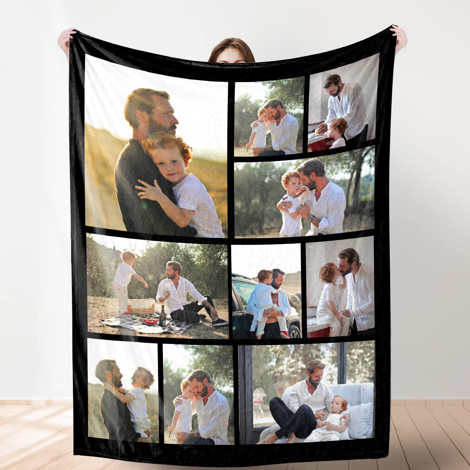 Custom Blanket with Photo， Funny Gifts for Boyfriend,Dad,Mom,Friends,New Year,Birthday