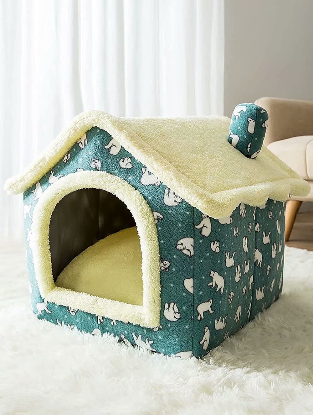 🐶Foldable dog house for dogs and cats, includes a relaxing and soft mat..