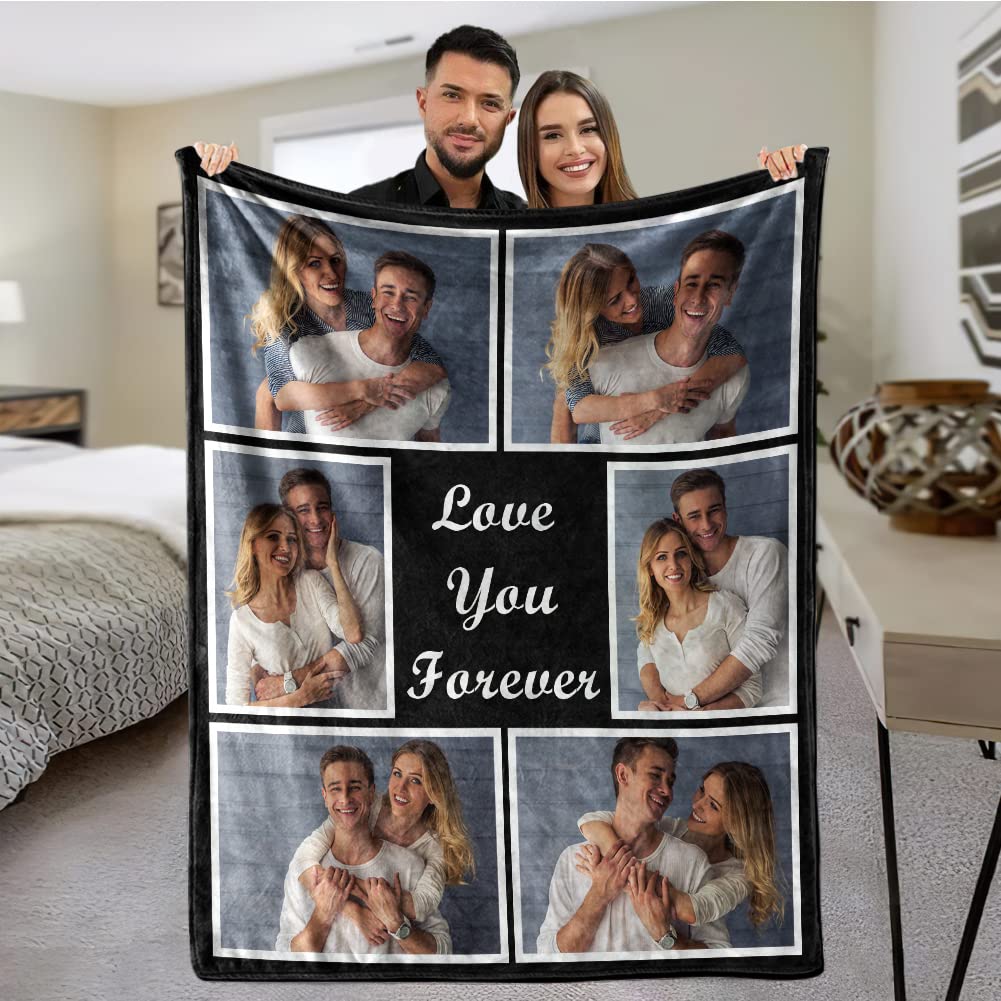 Custom Blanket with Photo， Funny Gifts for Boyfriend,Dad,Mom,Friends,New Year,Birthday