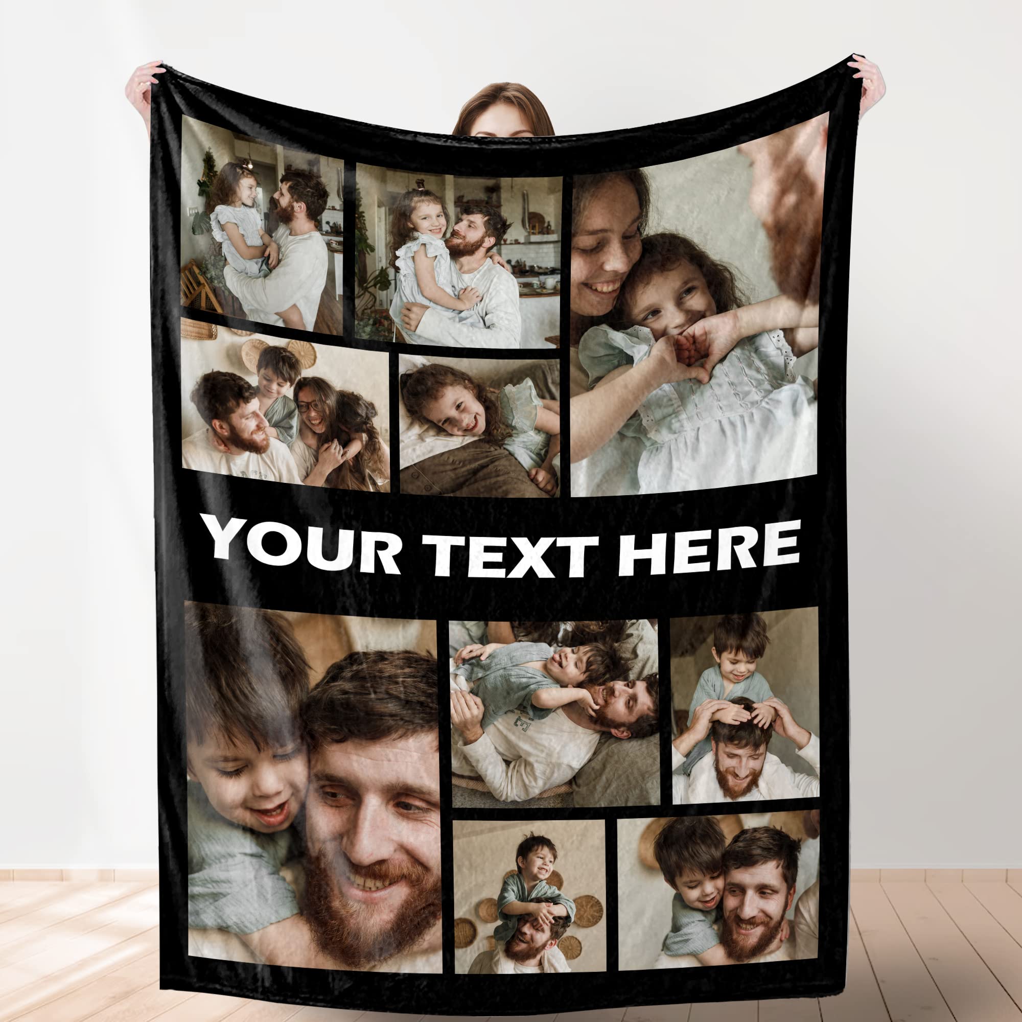 Custom Blanket with Photo， Funny Gifts for Boyfriend,Dad,Mom,Friends,New Year,Birthday