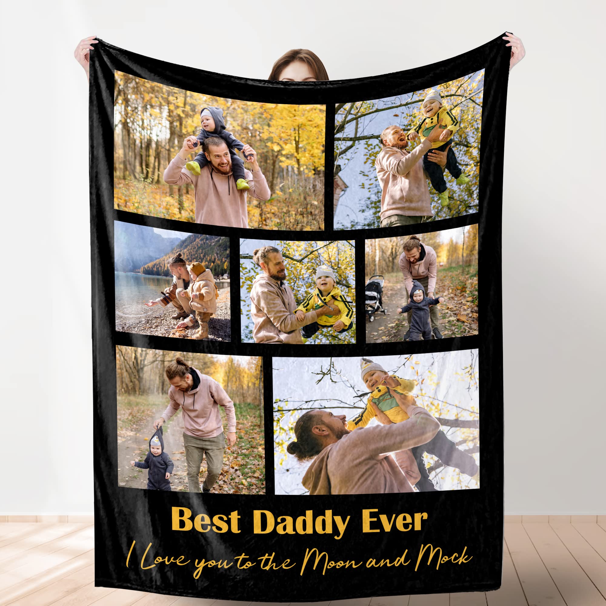 Custom Blanket with Photo， Funny Gifts for Boyfriend,Dad,Mom,Friends,New Year,Birthday