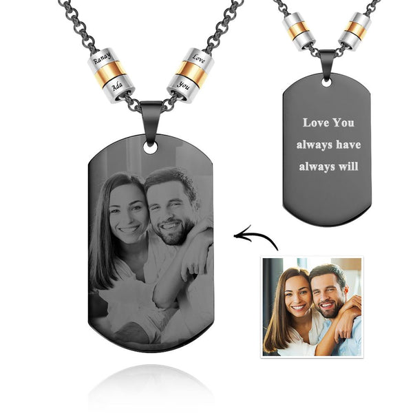 🎁Personalized Square Photo Necklace With Engraved Beads Pendant Wedding Gifts For Lovers