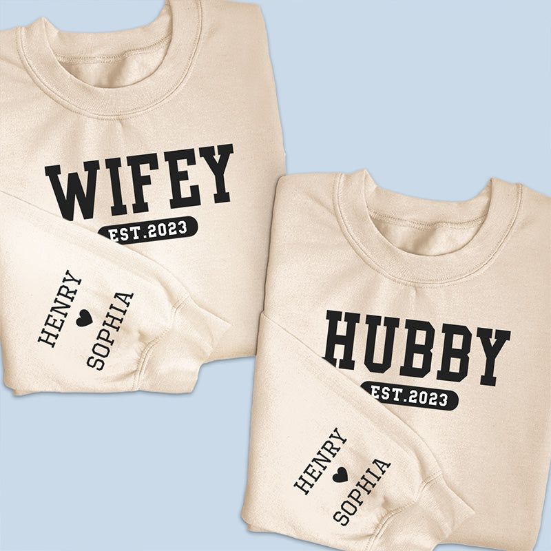 Where I Go Trouble Follows - Couple Personalized Custom Couple Sweatshirt With Design On Sleeve