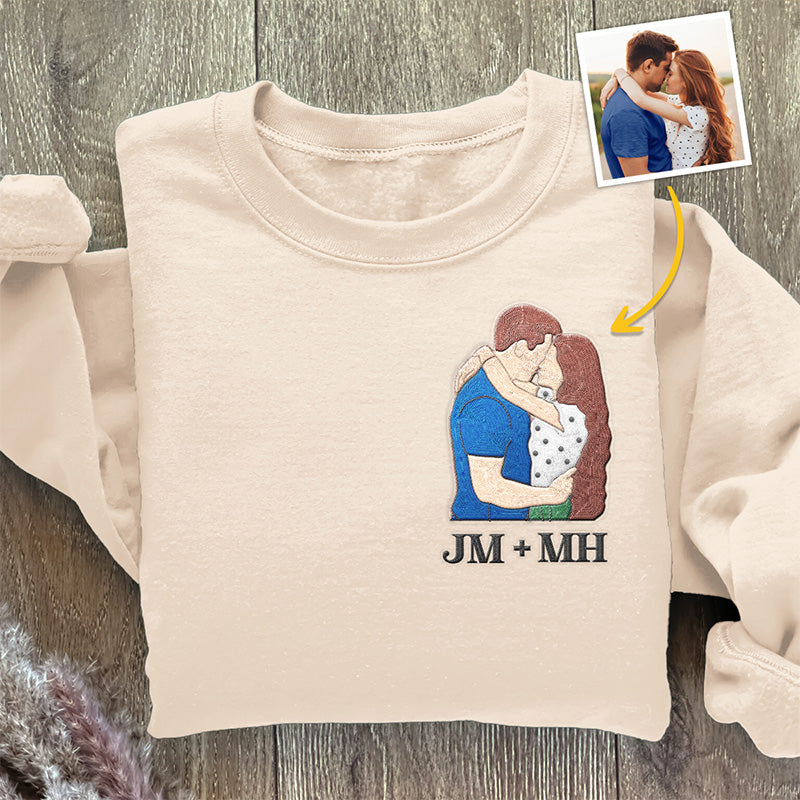 Couple Personalized Custom Unisex Embroidered T-shirt, Sweatshirt, Hoodie - Gift For Husband Wife, Anniversary