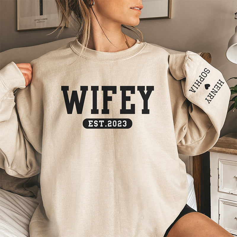 Where I Go Trouble Follows - Couple Personalized Custom Couple Sweatshirt With Design On Sleeve