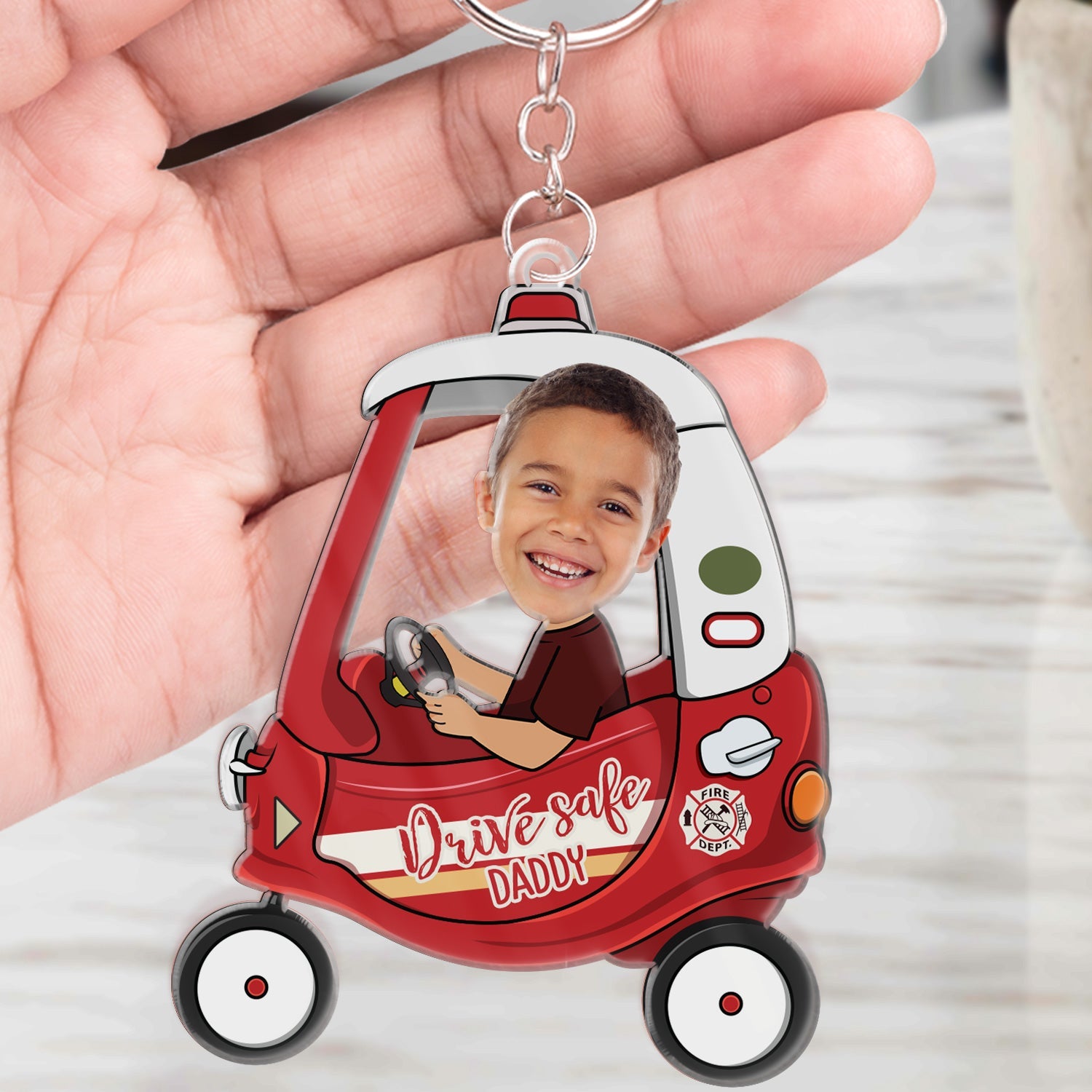 Custom Photo Drive Safe Daddy - Birthday, Loving Gift For Dad, Father, Papa, Grandpa - Personalized Acrylic Keychain