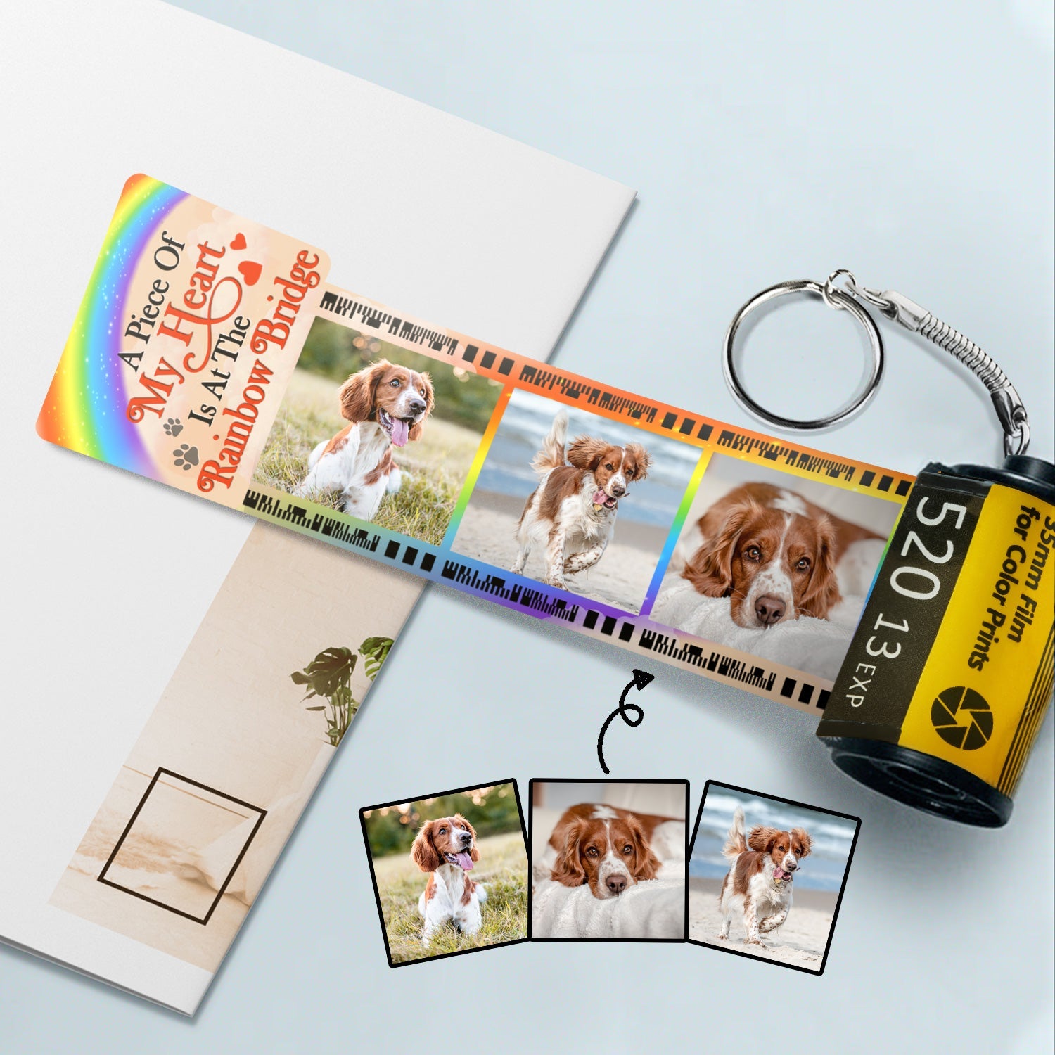 Custom Photo A Piece Of My Heart - Memorial Gift For Dog Lovers, Cat Lovers, Pet Lovers - Personalized Film Roll Keychain