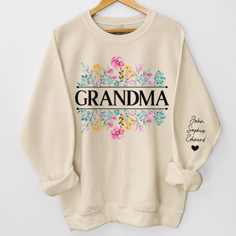 Love Grows Like Flowers - Family Personalized Custom Unisex Sweatshirt With Design On Sleeve