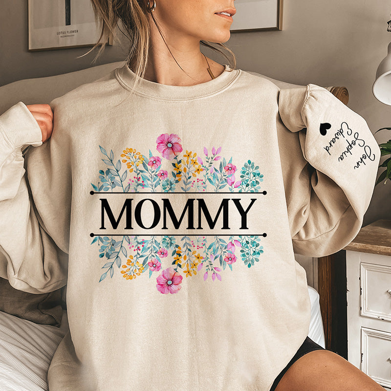 Love Grows Like Flowers - Family Personalized Custom Unisex Sweatshirt With Design On Sleeve