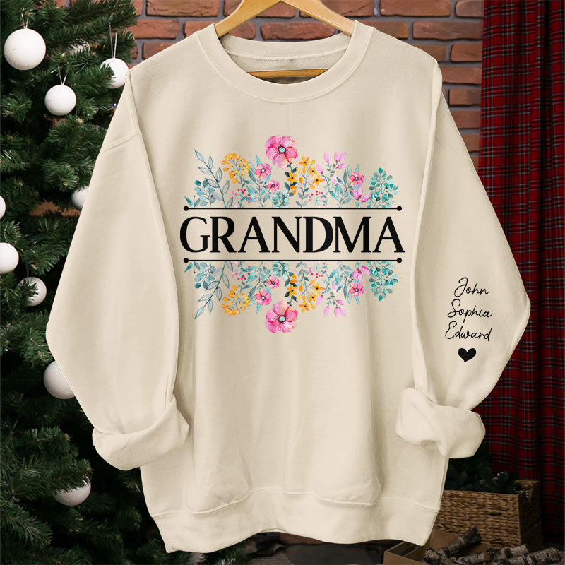 Love Grows Like Flowers - Family Personalized Custom Unisex Sweatshirt With Design On Sleeve