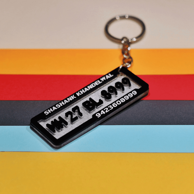 REAL 4D RECTANGULAR NUMBER/NAME PLATE KEYCHAIN