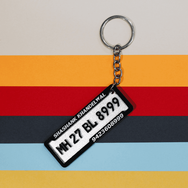 REAL 4D RECTANGULAR NUMBER/NAME PLATE KEYCHAIN