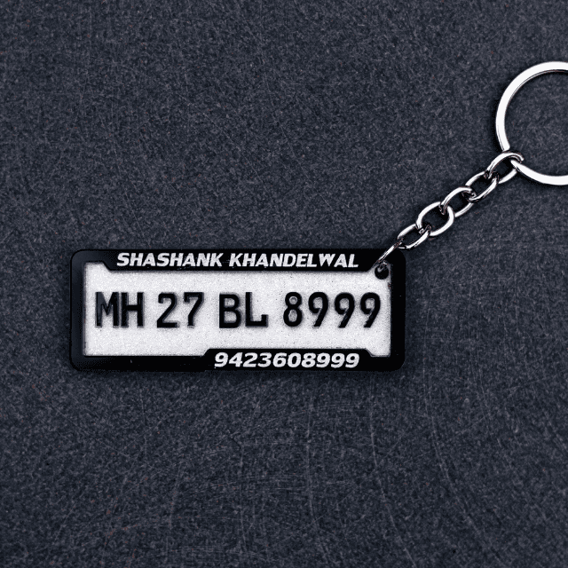 REAL 4D RECTANGULAR NUMBER/NAME PLATE KEYCHAIN