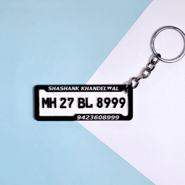 REAL 4D RECTANGULAR NUMBER/NAME PLATE KEYCHAIN