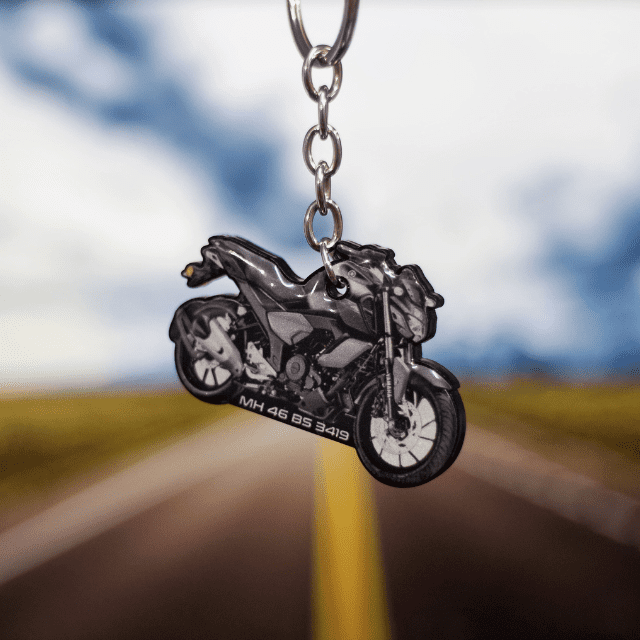 COLOURED BIKE/CAR SHAPE NUMBER PLATE KEYCHAIN